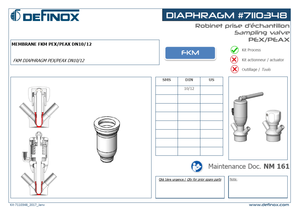 MEMBRANE - PE (A) X - DIN10 - Seal | Definox